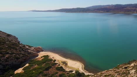 descent to remote unaccessible shore by sea in greece