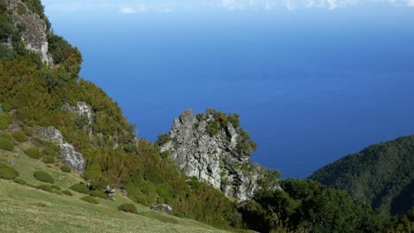 looking down to the sea from the plateau of madeira island, portugal