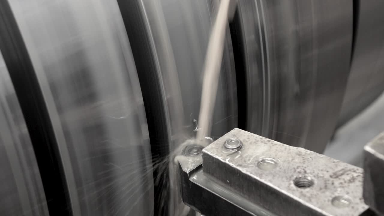 Industry lathe machine work in steam turbine