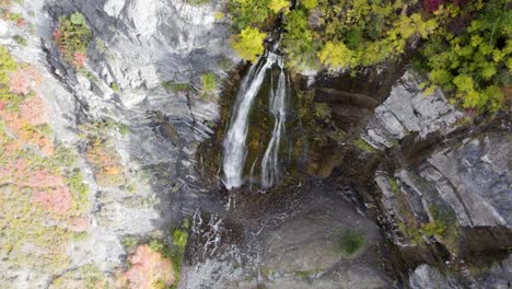 famous bridal veil falls during autumn season at the southern end of provo canyon in utah, usa