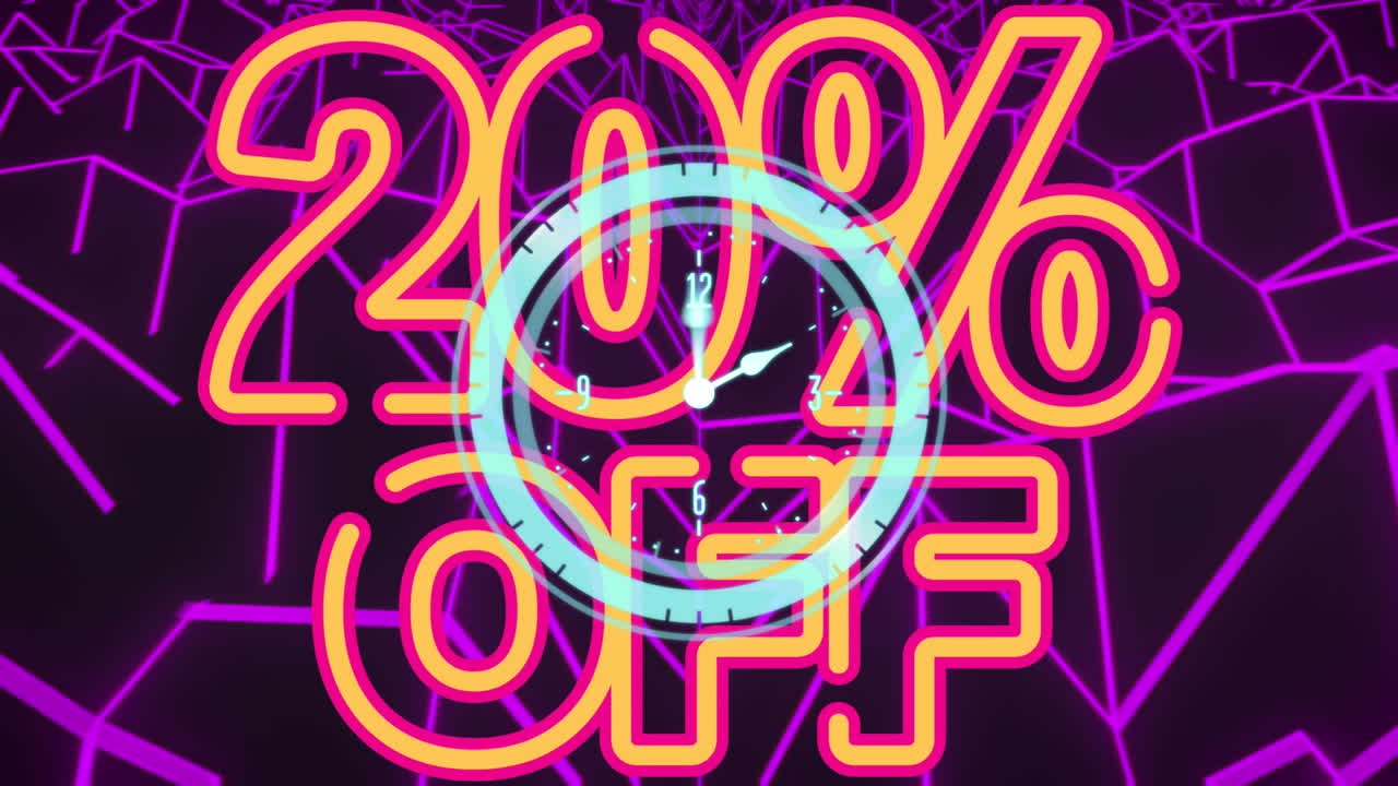 animación de 20 por ciento de texto y reloj moviéndose sobre las montañas