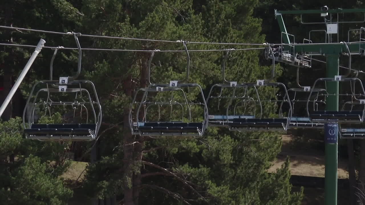 Ski Lift in a Mountain Forest