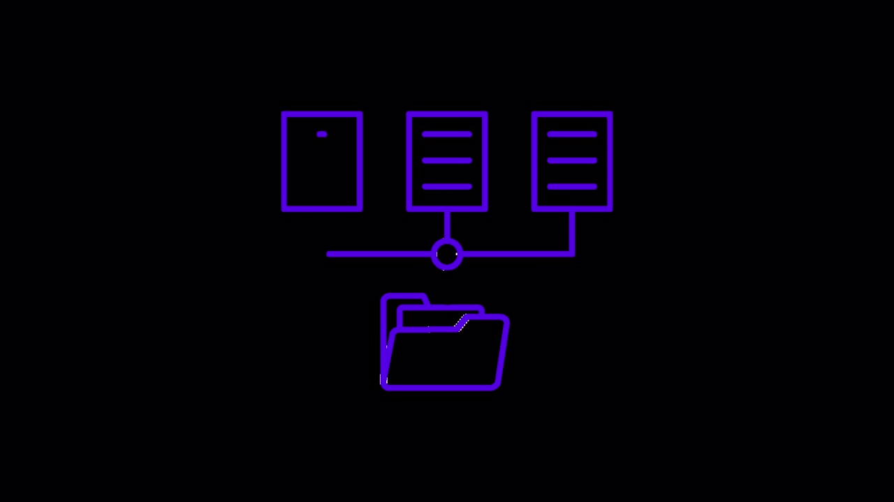 Animated Folder Icon Connecting to Multiple Document Files