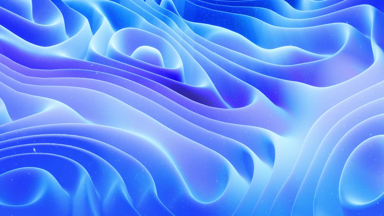 아름답고 추상적인 3d 표면, 반이는 반거리, 추상 3d 파동이 루프로 표면에 달립니다. 파란색 그라디언트, 부드러운 매트 재료, 가운 내부 반이는 부드러운 4k 애니메이션.