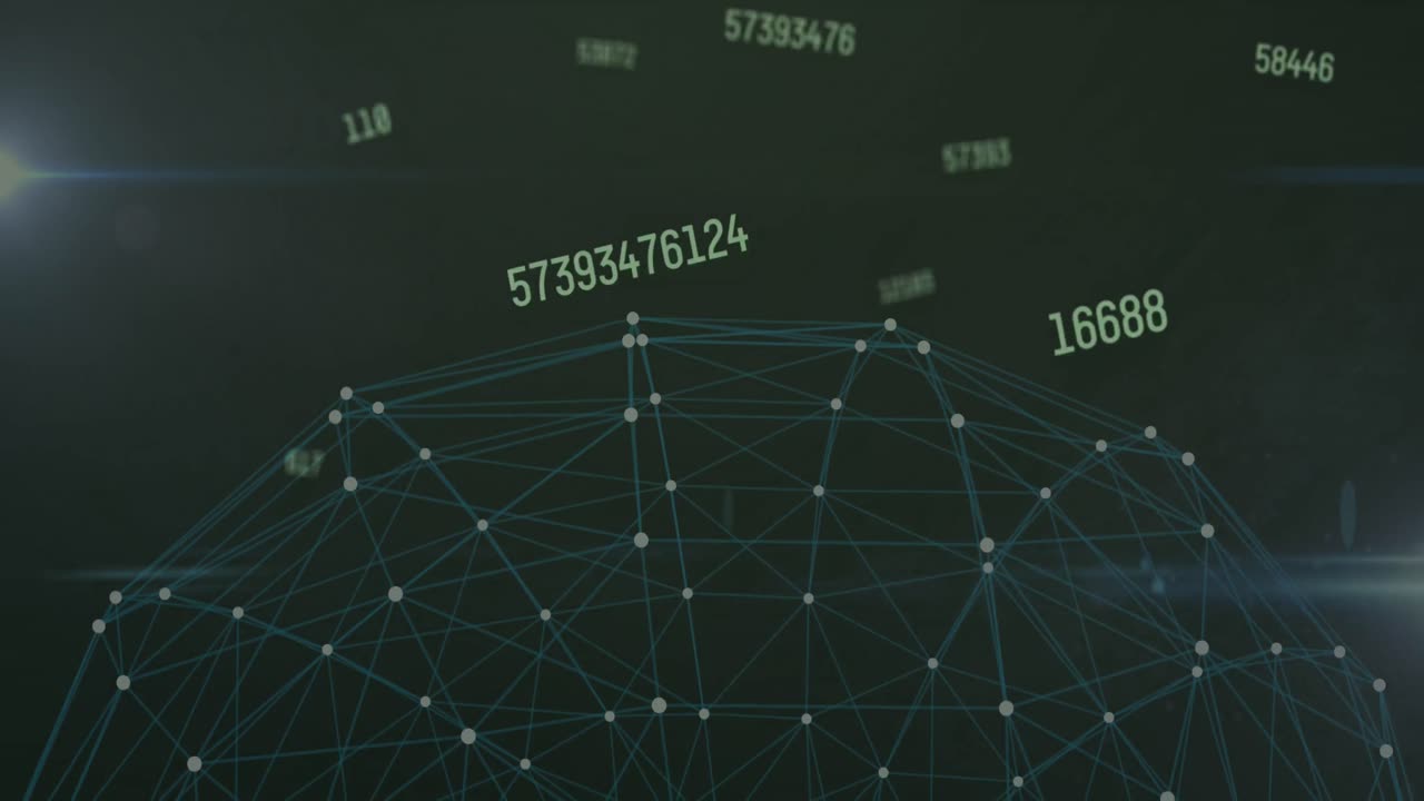 Animation of globe of network of connections with numbers changing