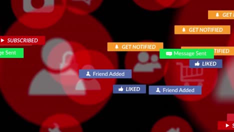 Animation-Von-Social-Media-Texten-Auf-Bannern-Mit-Digitalen-Symbolen-Auf-Schwarzem-Hintergrund