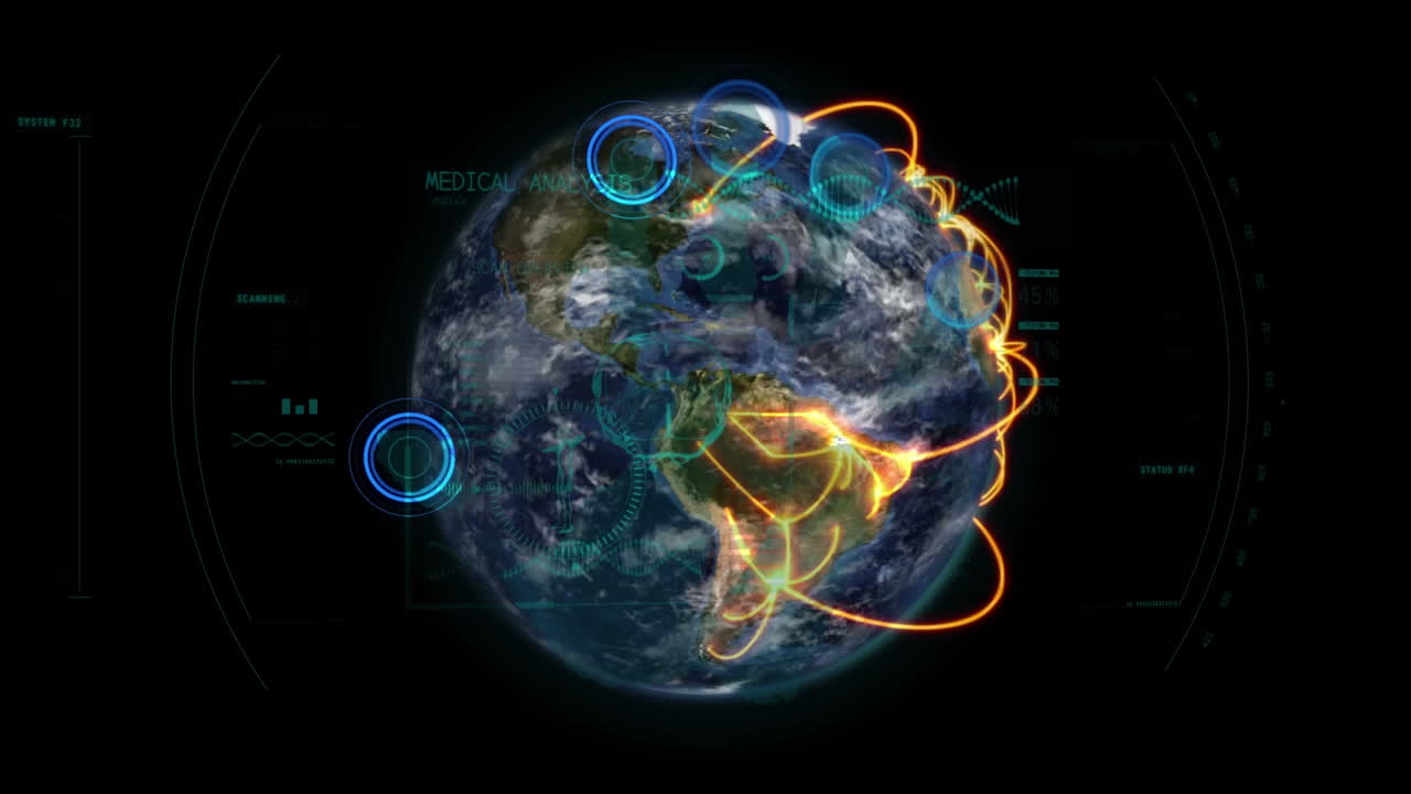 Animation of data processing over globe