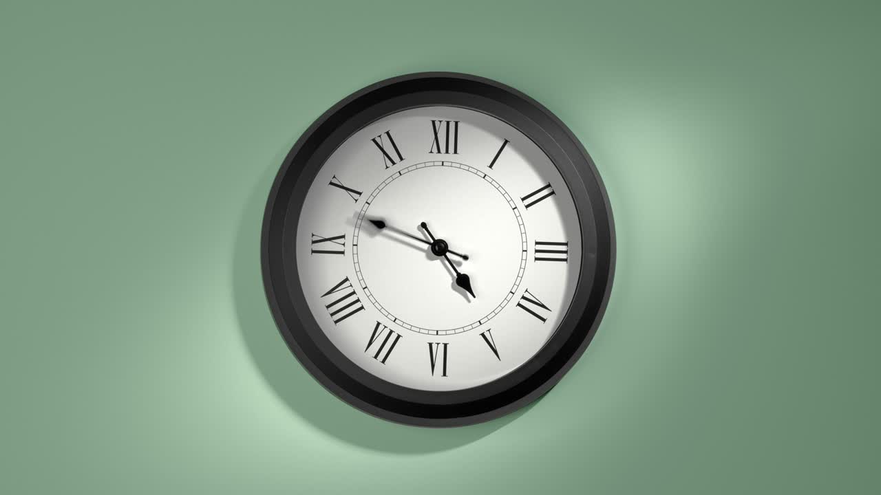 reloj latino en la pared verde claro en el lapso de tiempo