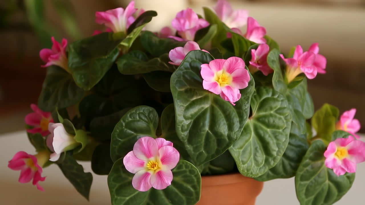 Pink flowers houseplant