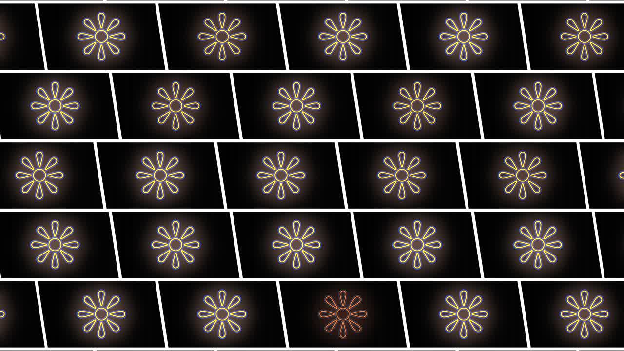 Abstract summer flowers pattern with pulsing neon yellow led light 1