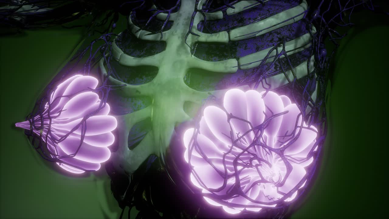 눈에 보이는 빛을 가진 인간의 몸 유방선