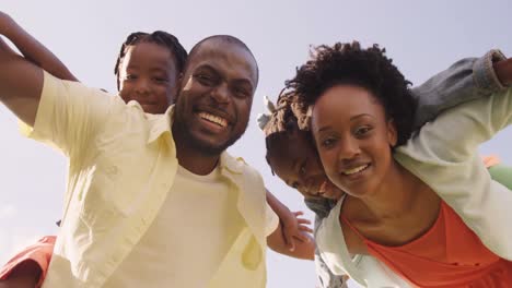 low angle view of cute family is playing in the park