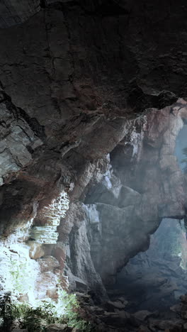 a mysterious tunnel with rays of light piercing through the darkness