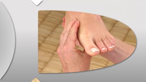 montage of a woman enjoying a foot massage