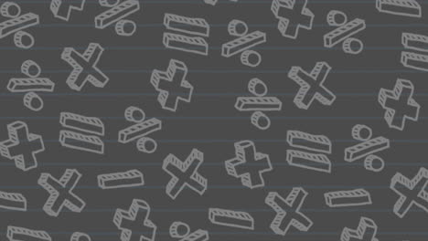 animation of mathematical symbols on grey background