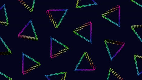 patrón de triángulos futuristas con líneas de neón del arco iris