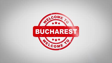 welcome to bucharest stamp