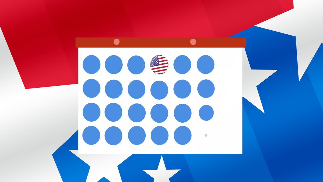 미국 국기 위에 있는 토큰 템플릿 카드의 애니메이션