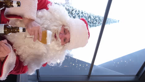 santa claus drinks beer at the party celebrating christmas and new year 2024 santa claus drinks beer at the party celebrating christmas and new year 2024