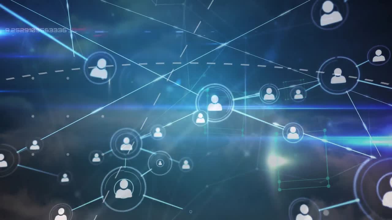 animación de la red de conexiones con personas iconos sobre el procesamiento de datos