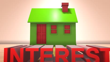 interest rate on housing property market and mortgage 3d animation title