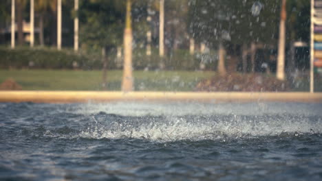 water splashing at the fountain of bandaranaike memorial international conference hall in colombo, sri lanka - close up