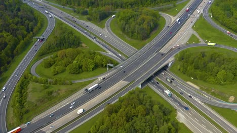 aerial view of autobahn beside stuttgart
