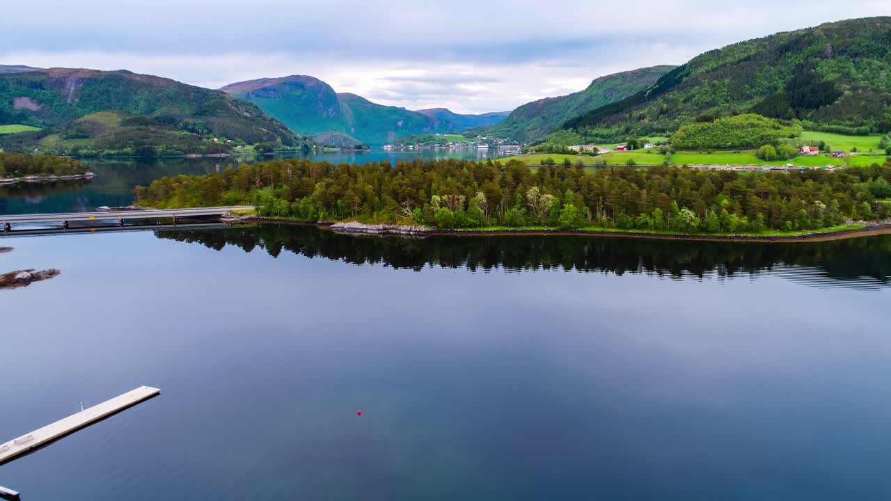 공중 영상 아름다운 노르웨이의 자연.