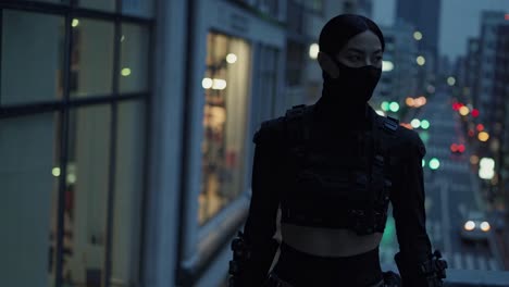 urban fashion portrait of a woman in a city at night