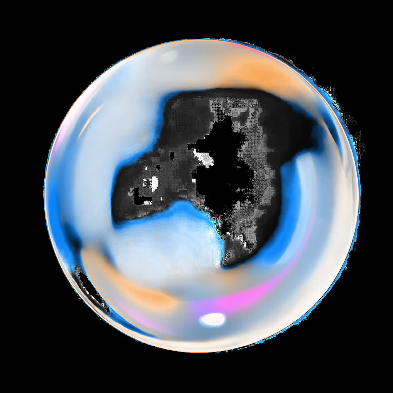 Transparent bubble animation isolated asset, transparent 4K video, alpha channel, ProRes 4444