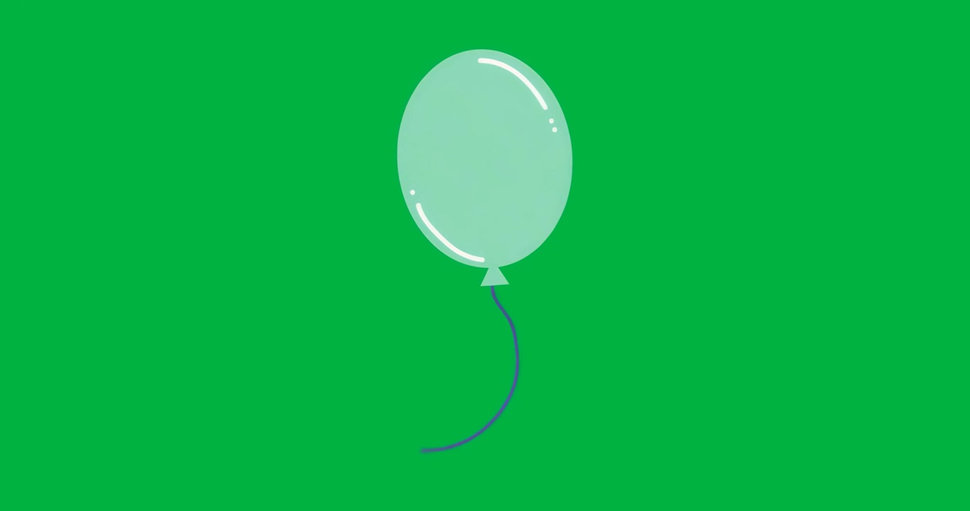 All'avvio, palloncino che fluttua immobile su sfondo trasparente, evidenziando un design statico semplice