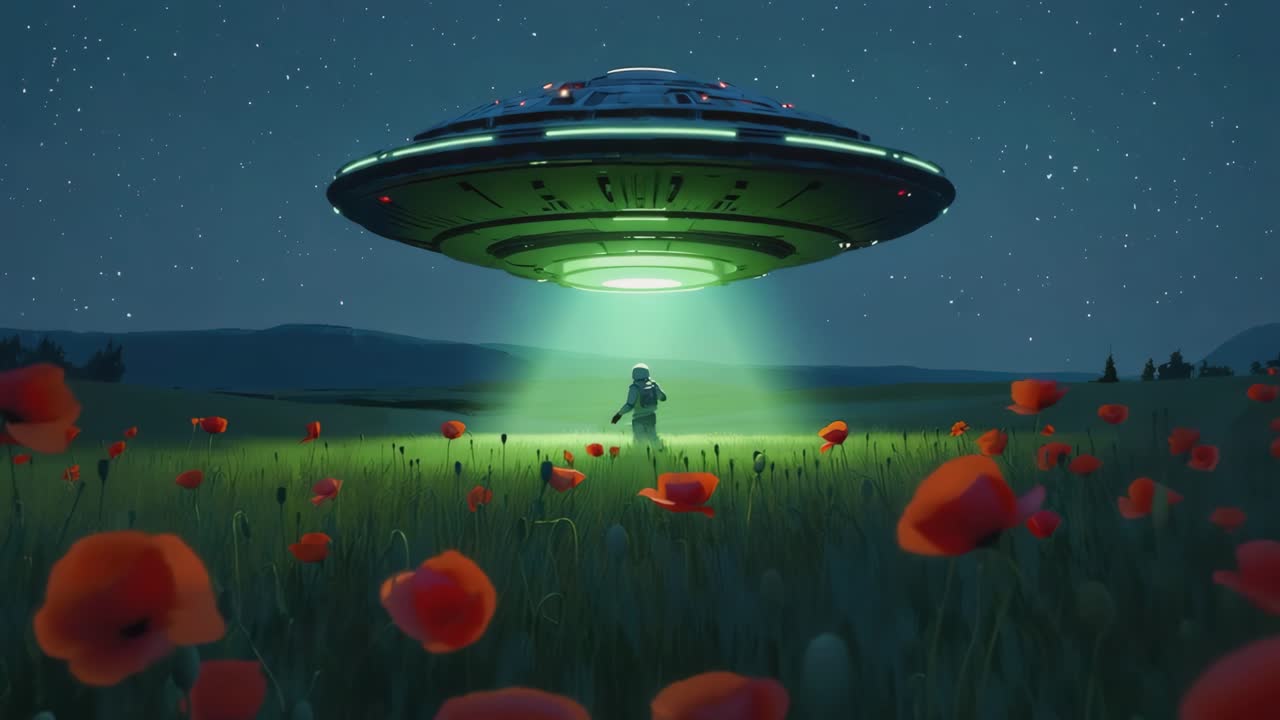 Avvistamento UFO in un campo di papaveri