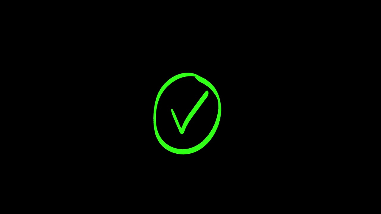 Hand-Drawn Green Checkmark Symbol on Black Background
