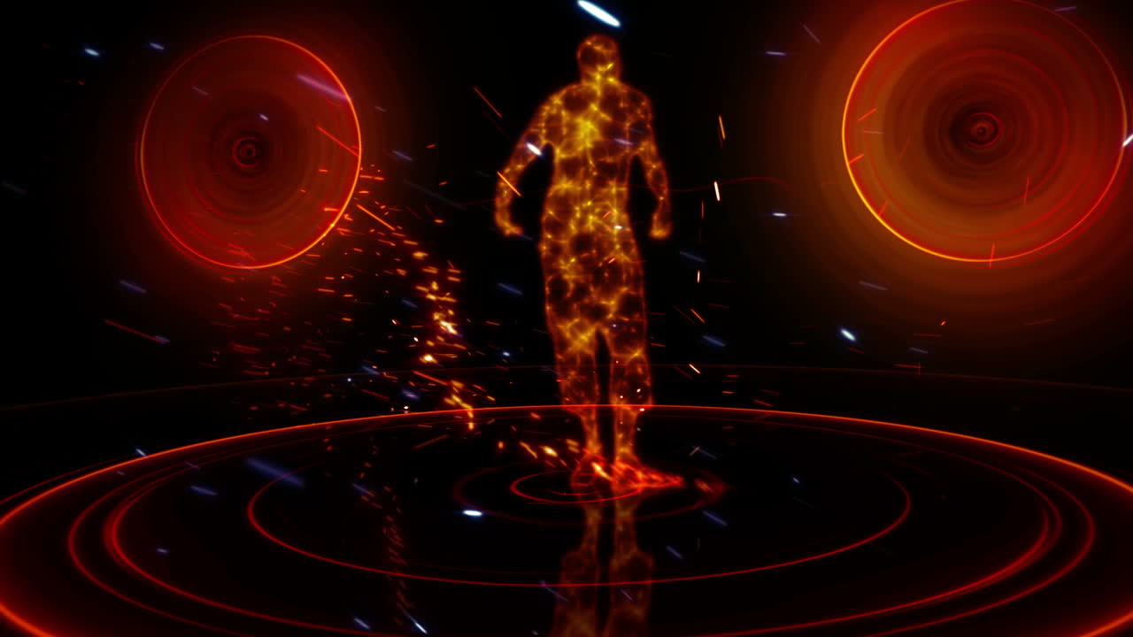 rojo y naranja brillante bailarín acercándose y alejándose