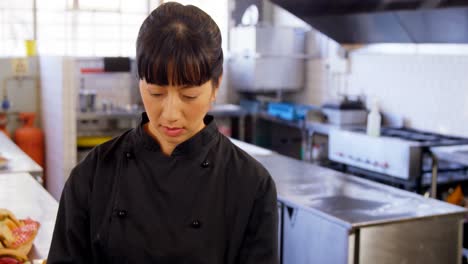 portrait of beautiful waitress using digital tablet 4k