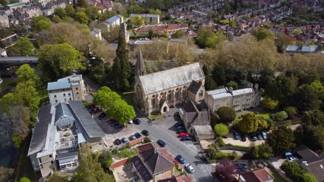 aerial of community buildings in bath, uk