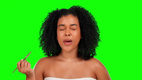 Face,-green-screen-and-woman-with-cosmetics