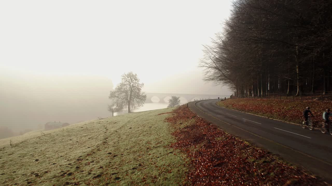 Sunrise on a misty morning in the peak district, UK
