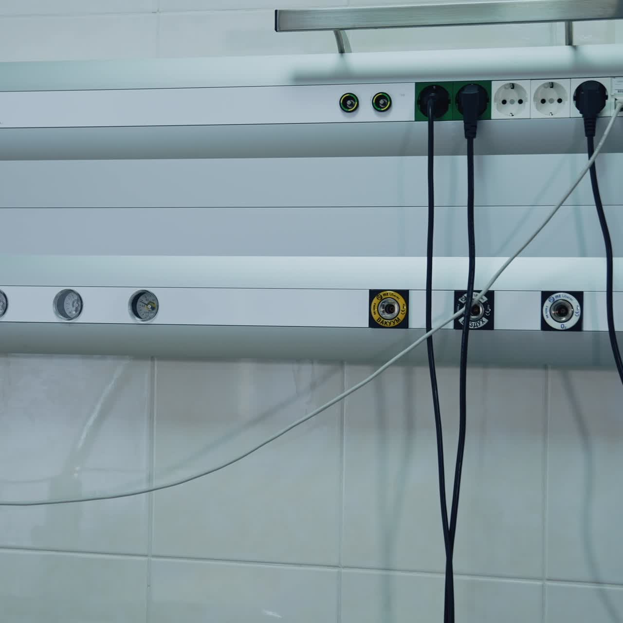 Medical equipment in the intensive care unit. Electrical appliances in the modern medical treatment centre. Advanced technology in a reanimation room