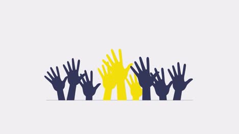 People raising hands together