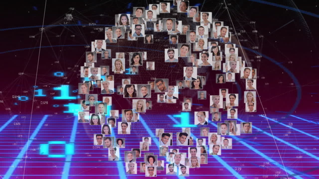 바이너리 코딩을 통해 비즈니스 사람들과의 연결 네트워크의 애니메이션