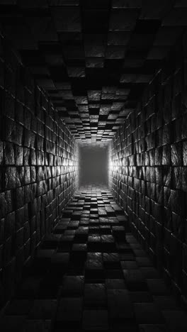 a dark tunnel with light coming out of it. vertical looped animation