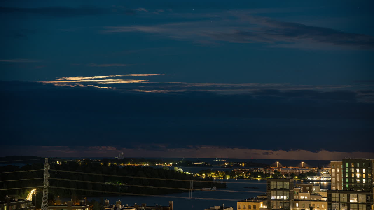 핀란드 만에서 구름 뒤에 달이 나타나는 것, 헬싱키의 밤 - 타임 스