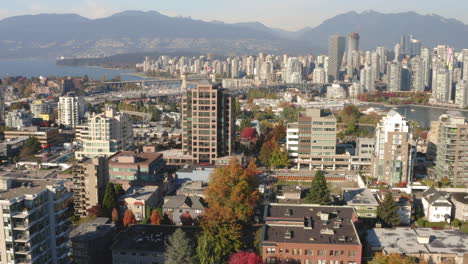 aerial flying over the scenic vancouver cityscape