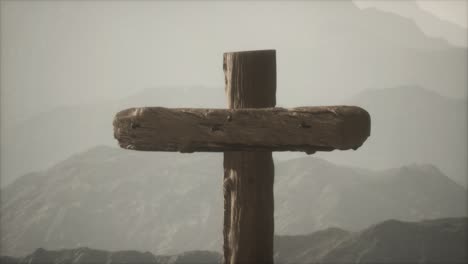 wooden crucifix cross at mountain