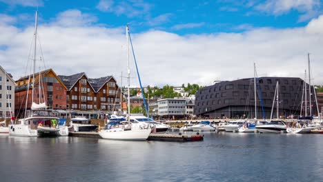 view of a marina in tromso, north norway