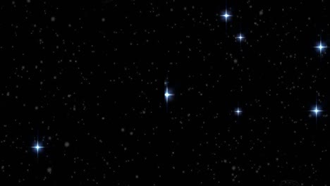 Animation-of-glowing-blue-stars-on-night-sky-black-background