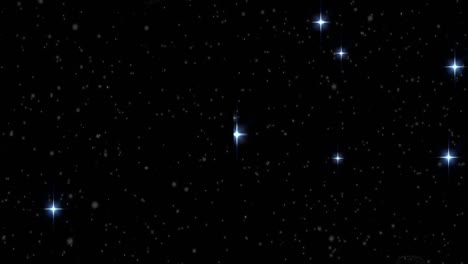 animación de estrellas azules brillantes en el fondo negro del cielo nocturno