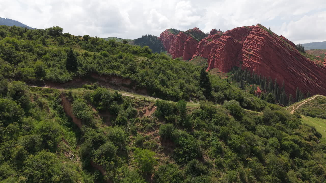 Drone Shot Of Jeti Oguz Gorge In Kyrgyzstan