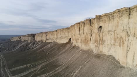 aerial view of a white chalk cliff face